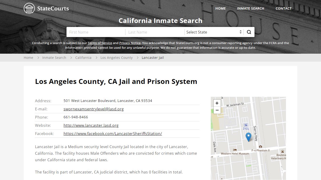 Lancaster Jail Inmate Records Search, California - StateCourts